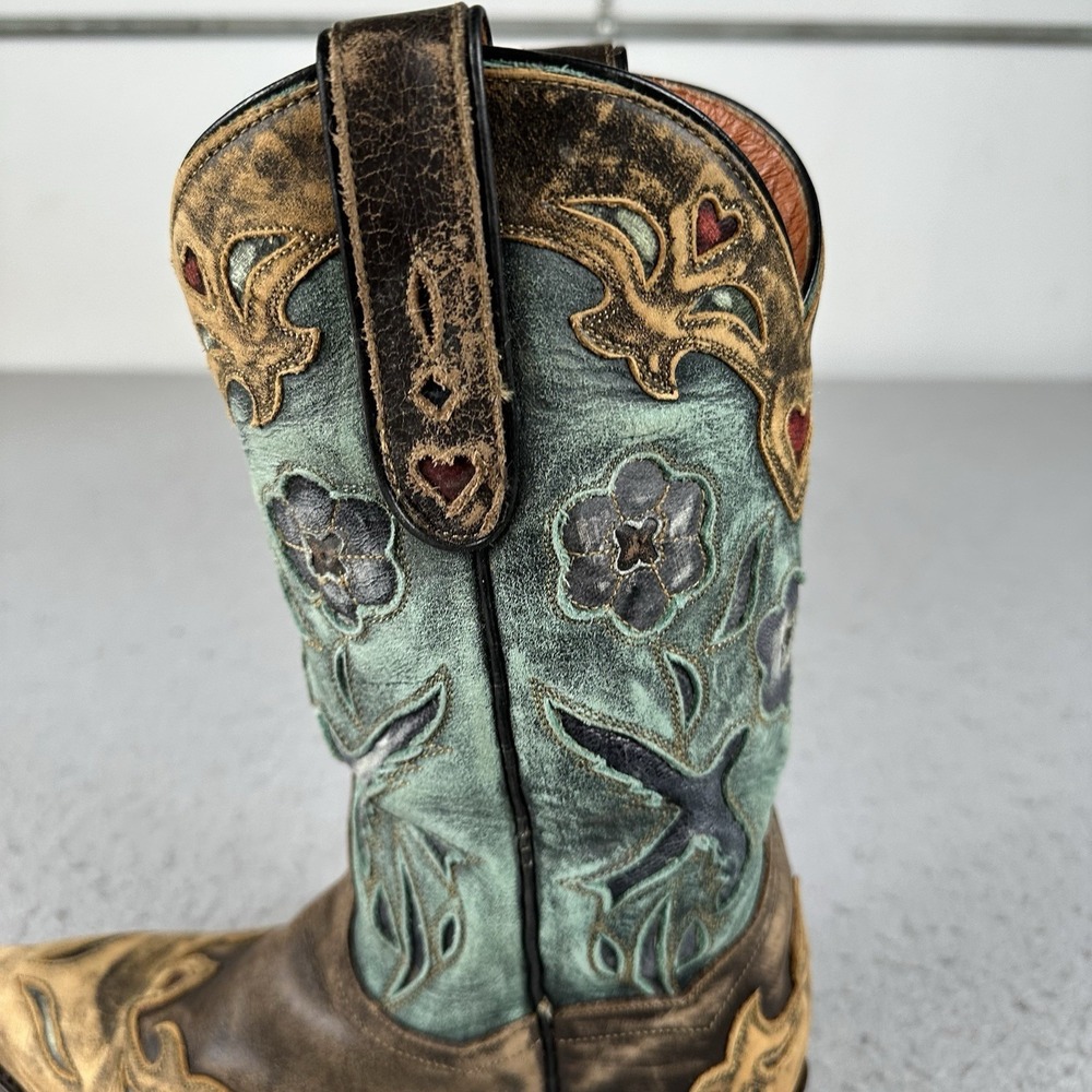 Vtg Dan Post Bluebird Snip Toe Women's 6.5M Leather Western Cowboy Boots DP3544 - Picture 8 of 16